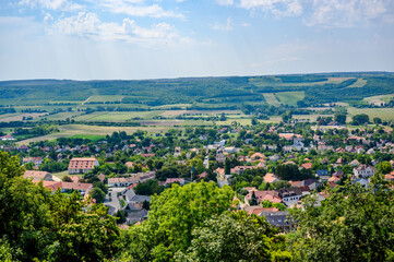 Fototapeta na wymiar Landscape view on Pannonhalma from the Benedictine abbey