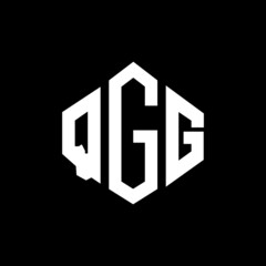 QGG letter logo design with polygon shape. QGG polygon and cube shape logo design. QGG hexagon vector logo template white and black colors. QGG monogram, business and real estate logo.