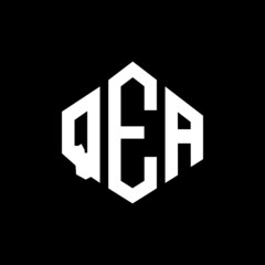 QEA letter logo design with polygon shape. QEA polygon and cube shape logo design. QEA hexagon vector logo template white and black colors. QEA monogram, business and real estate logo.