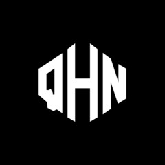 QHN letter logo design with polygon shape. QHN polygon and cube shape logo design. QHN hexagon vector logo template white and black colors. QHN monogram, business and real estate logo. 