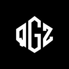 QGZ letter logo design with polygon shape. QGZ polygon and cube shape logo design. QGZ hexagon vector logo template white and black colors. QGZ monogram, business and real estate logo.