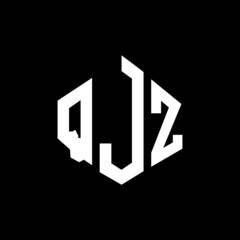 QJZ letter logo design with polygon shape. QJZ polygon and cube shape logo design. QJZ hexagon vector logo template white and black colors. QJZ monogram, business and real estate logo.