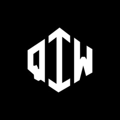 QIW letter logo design with polygon shape. QIW polygon and cube shape logo design. QIW hexagon vector logo template white and black colors. QIW monogram, business and real estate logo.