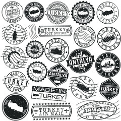 Obraz premium Antalya Turkey Stamp. Vector Art Postal. Passport Travel Design. Travel and Business Set.