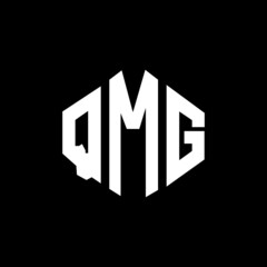 QMG letter logo design with polygon shape. QMG polygon and cube shape logo design. QMG hexagon vector logo template white and black colors. QMG monogram, business and real estate logo.