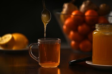 In winter months, Tea warms up and strengthen health lots of vitamins in fruit