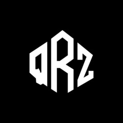 QRZ letter logo design with polygon shape. QRZ polygon and cube shape logo design. QRZ hexagon vector logo template white and black colors. QRZ monogram, business and real estate logo.