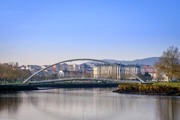 Suspended pedestrian bridge in the city of Pontevedra (Spain)