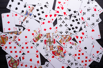 face playing cards background. Gambling, hobby and divination concept