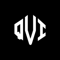 QVI letter logo design with polygon shape. QVI polygon and cube shape logo design. QVI hexagon vector logo template white and black colors. QVI monogram, business and real estate logo.