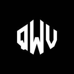 QWV letter logo design with polygon shape. QWV polygon and cube shape logo design. QWV hexagon vector logo template white and black colors. QWV monogram, business and real estate logo.
