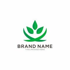 Natural fresh green leaf logo design