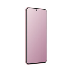 Isolated Pink Smartphone Galaxy Mockup. Realistic 3d Design. Front View. Vector illustration
