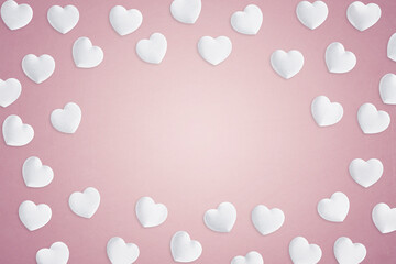 White Fabric love hearts with copy space