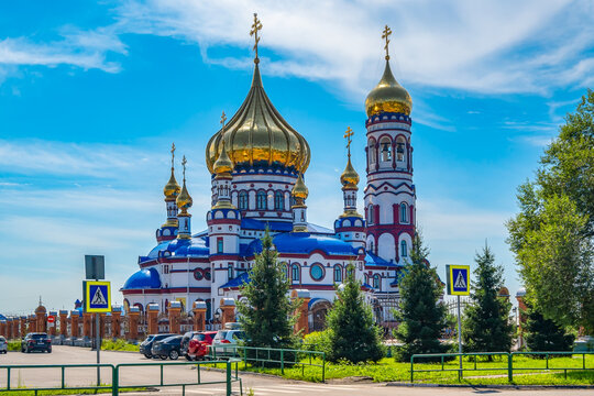 Novokuznetsk, Russia - 07.22.2021: The Cathedral of the Nativity of Christ in Novokuznetsk