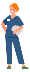 Fototapeta premium Woman in medical uniform holding paper. Nurse with patient history