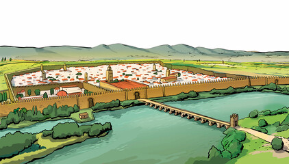 Illustration of the city of cordoba in muslim times