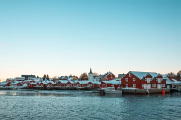 Foto auf Acrylglas Typical Norwegian village between fjords in the arctic circle © Javier
