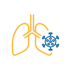 Human lungs infected by virus and bacteria icon