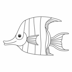 Angelfish Coloring Page Isolated for Kids