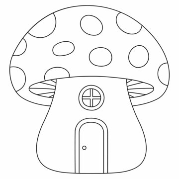 recommend clip art: Mushroom House Coloring Page for Kids