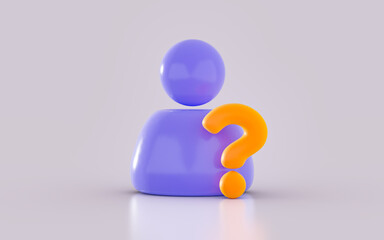 user Confused Thinking Question Mark symbol background 3d render concept for web app ui icon