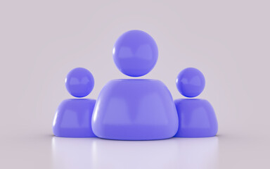 3d render leadership Bunch of people user social network iconic background
