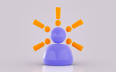 user Exclamation customer alert warning symbol background 3d render concept for web app ui icon