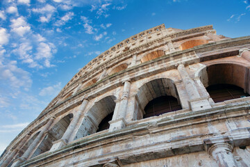 Colosseum of Rome, Italy, the most emblematic and prestigious ancient landmark of Rome, built by...
