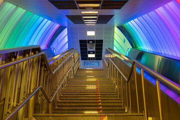 Colorful walls and stairs at Subway Station in Perspective