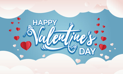 Happy Valentines Day romantic greeting card, typography poster with modern calligraphy. Retro vintage style. Vector Illustration