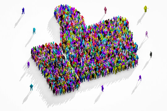 Crowds of People in Success Shape. Goal or Achievement concept. 3D Illustration