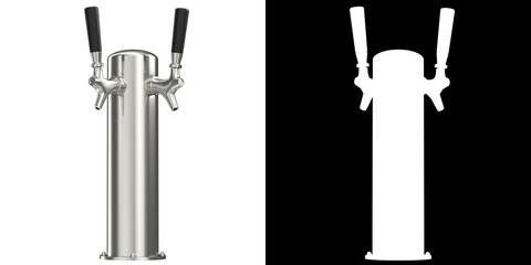 3D rendering illustration of a double beer tap