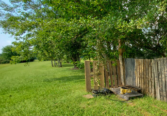 Wooden fence made out of pallets