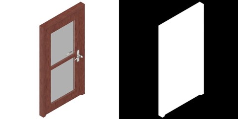 3D rendering illustration of a double glass door