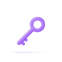 3d key icon isolated on white background. Trendy and modern vector in 3d style.