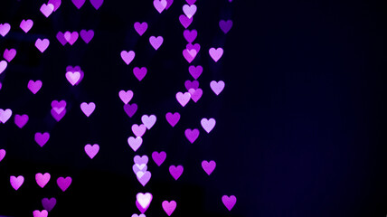 Defocus bokeh light filtered heart abstract background. Copy space