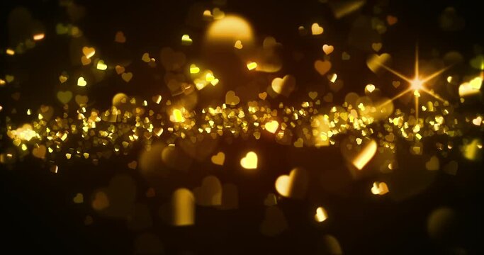Abstract shiny hearts shapes animation background