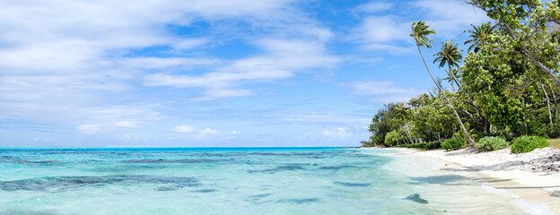 Tropical island panorama with turquoise sea