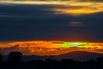 Dramatic vibrant sunset scenery in White Sulphur Springs, Montana