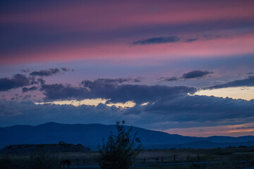Dramatic vibrant sunset scenery in White Sulphur Springs, Montana