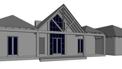 3d render of ranch, texas house