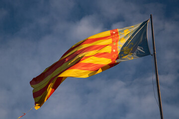 spanish flag on blue background