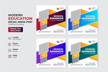 Creative and modern education admission social media post template - obrazy, fototapety, plakaty