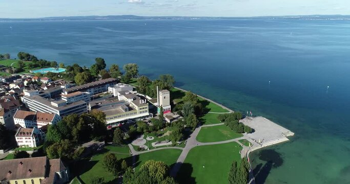 Aerial view of Arbon, a small town along Lake Constance, Switzerland.