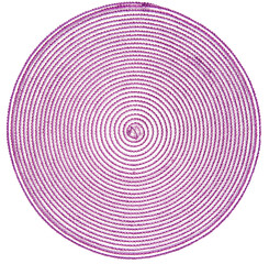 Top view of purple round woven placemat, isolated
