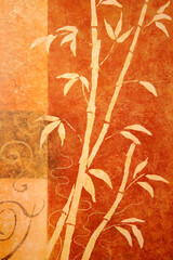 Orange art with bamboo ilustration