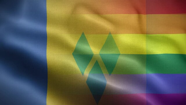 LGBT Saint Vincent and the Grenadines Flag Loop Background 4K