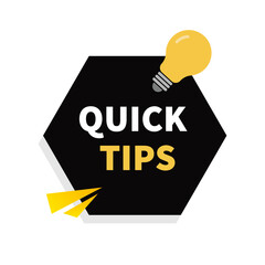Quick tips vector web banner. Frame for idea or quote. Black space for text with a light bulb.