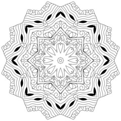 Hand drawn zentangle circular ornament for coloring page.